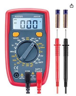 Multímetro digital Astroai con amplificador de ohmios y voltios y prueba de diodos